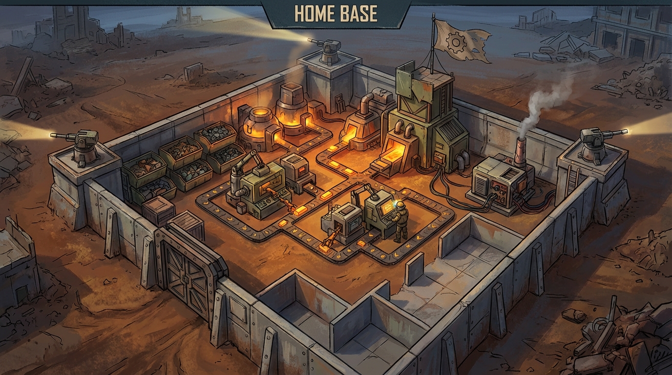 Player-built factory with conveyor belts