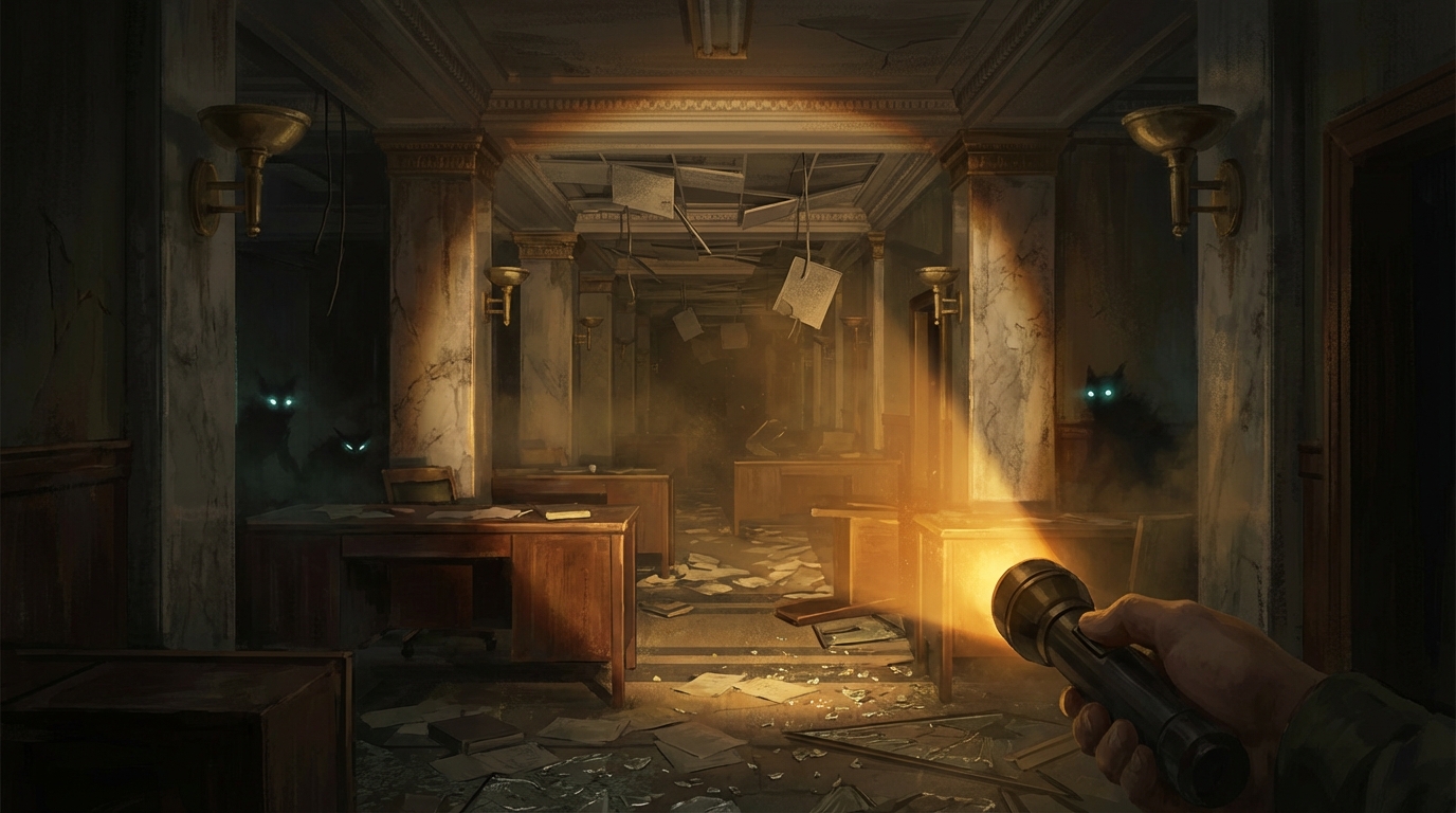 Night shift — 30 Rock after dark, flashlight only